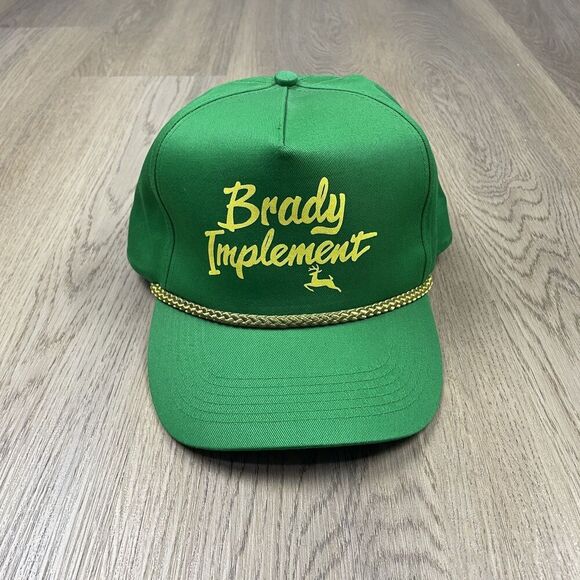 Vintage Hat Cap Snap Back Green Gold Braided Bill Farm Equipment Mens - Picture 1 of 6